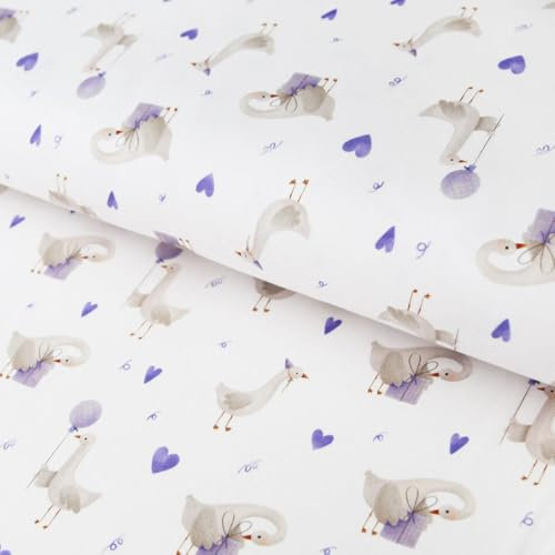 Baumwolljersey Vögel - Gans großes Geschenk - Jerseystoff in zarten Lilatönen ab 25 cm Länge