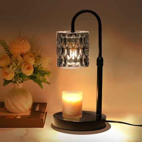 Candle Warmer Lamp with Adjustable Height & Timer - 4-Level Dimmable Wax Warmer for Jar Candles, Includes 2 Bulbs, Elegant Home Decor Gift