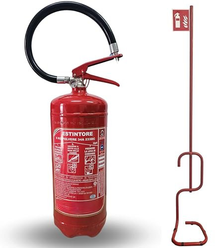 Set da 3 Estintori Polvere 6 KG - ANNO: 2025 + MANUALE USO E MANUTENZIONE - CERTIFICATO E OMOLOGATO A NORMA DI LEGGE + STAFFA E CARTELLO - Soluzione Sicurezza Antincendio Professionale