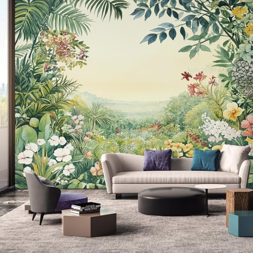 Générique Papier Peint Panoramique Tropical, Papier Peint Jungle Paysage Nature, Fresque Murale, Decoration Chambre Salon, 400 x 280 cm &WWQ
