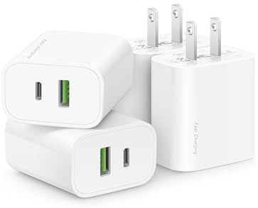 4 Pack USB C Charger Block,20W USB-C & USB-A Port Charger,for i Phone 17/16/15/14/13/12/11/X/8, i Pad and More