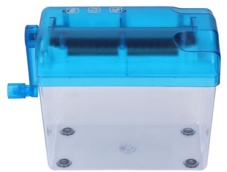 Manueller Aktenvernichter mit 123 mm Einstiegsbreite, 3 mm Streifenschnitt, 1 l transparentem Mülleimer und rutschfesten Pads für effiziente Dokumentensicherheit