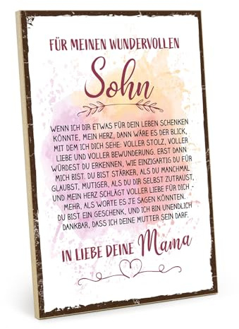 TypeStoff Holzschild mit Spruch - Für meinen wundervollen Sohn - im Vintage-Look mit Zitat als Geschenk und Dekoration zum Thema Familie - HS-01536