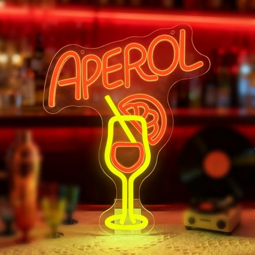 Neonschild Cocktails, Aperol Neon Led Licht, Cocktail Bar Neon Schild, Cocktails Neonschild Sign Cocktail Leuchtreklame, Bar Neons Licht für Pub, Club, Man Cave, Shop, Party, Hotel