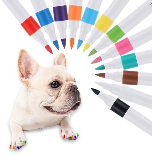 Huayeex Nail Polish for Dogs - Puppy Nail Polish Pen Set 12-Color | Pet Accessories Waterproof Grooming Pen for Daily Medium Kitten Small Puppy Travel Groomers Events Holiday Party