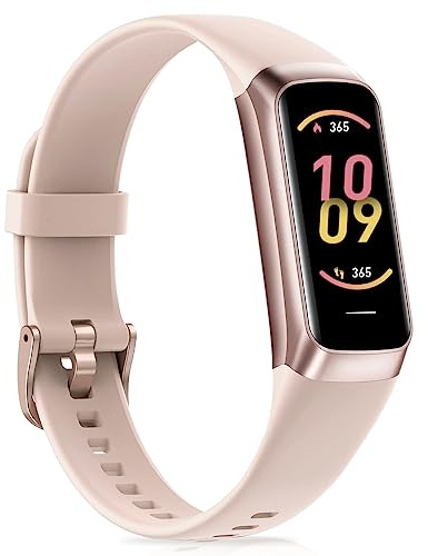 Moremore Fitness Tracker with 24/7Heart Rate, Blood Pressure, Sleep Tracking, Calorie, Activity Tracker with 1.1 AMOLED Color Screen, Waterproof Step Tracker for Android iPhones Women Men (Pink)