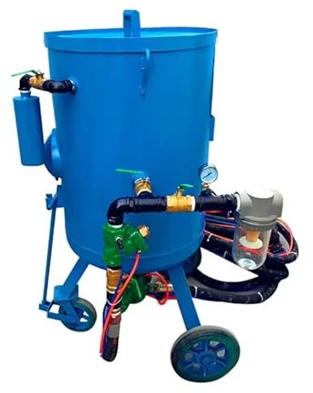 Sableuse portable, réservoir de sablage abrasif mobile avec roues pour la construction, les industries du travail des métaux