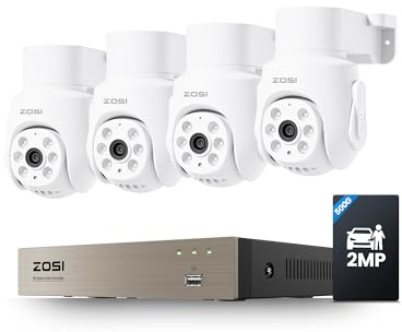ZOSI 1080P PT 360°Kit Caméra Surveillance Extérieure Filaire DVR 8CH 500GB | Détection de Personne/Véhicule, Alerte Instantanée et Vision Nocturne 20m Enregistrement 24/7