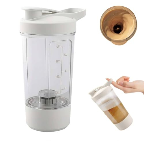 400ml Electric Protein Shaker Bottle – 1200mAh USB Rechargeable Vortex Mixer, BPA-Free Leak-Proof Automatic Blender, for Shakes Coffee, Portable for Gym Travel Car Cup Holder