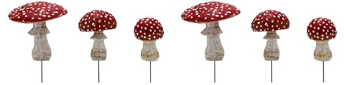 Aundhegrtt 6Pcs Mushroom Glow in the Dark Resin Crafts Fairy Garden Miniatures Garden Ornament Terrarium Figurines Decor