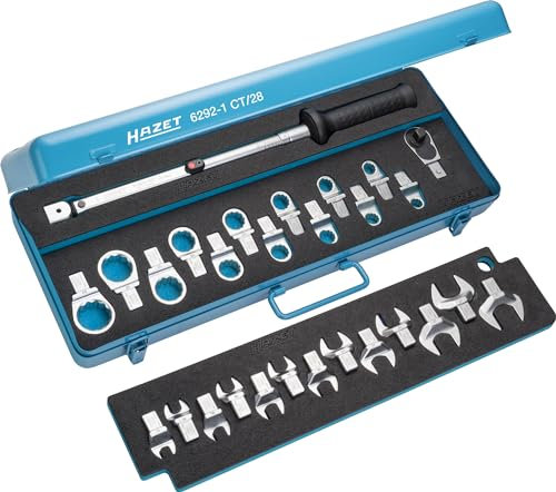 HAZET Drehmomentwerkzeug-Satz 6292-1CT/28 I 2-500 Nm I Genauigkeit ± 2/ 4 % I 28-teiliges Set I vielseitiges Set zur Montage und Demontage