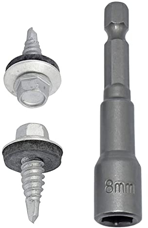 100 Pack of 6.3 x 22mm TEK Stitching CLADDING Screw & Free 8mm TEK BIT