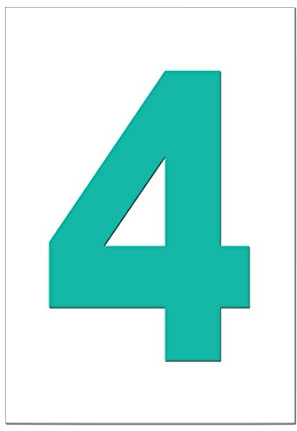 Set of 5 - Aqua Bin Number 4 - Removable Self Adhesive Waterproof Durable Vinyl Stickers - Digitally Cut to the sticker Shape - size 170mm