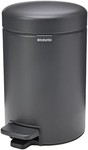 Brabantia NewIcon Small Bathroom Bin with Lid 3L | Odour-Proof Pedal Bin with Removable Inner Bucket for Bathroom, Toilet, or Small Spaces | Mineral Infinite Grey