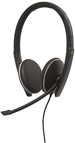 Sennheiser SC 165 USB (508317) - Auriculares de doble cara (binaural) con sonido estéreo HD, micrófono con cancelación de ruido y puerto USB, color negro