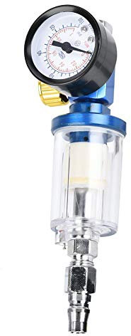 Mini Air Pressure Regulator, 1/4in Air Inlet Pressure Regulator + Inline Water Oil Trap Filter Separator for Spray Gun Tool