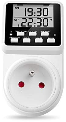 NOVKIT Prise Programmable numérique et programmateur Prise Electrique à Cycle Alternatif et répétitif Prise Minuteur Compte à rebours, 16A, 3680W
