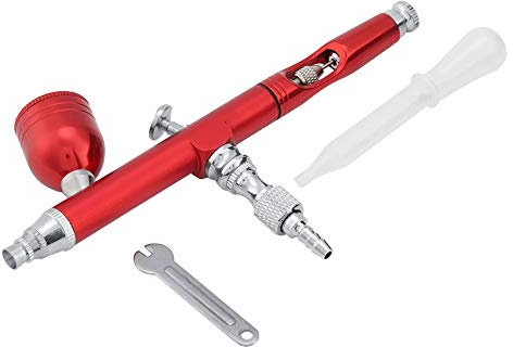 Schwerkraft Airbrush, Dual Action Schwerkraft Airbrush Pistole 0,3 mm Spray Art Paint Tattoo Nagel Werkzeugsatz(rot)