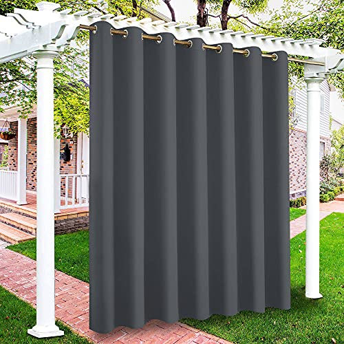 ele ELEOPTION Rideaux d'Extérieur Imperméables, Protection Anti-UV Coupe-Vent avec Oeillets, Rideaux Intérieur et Extérieur pour Pergola Jardin, Cour, Balcon (2 Pièce, Gris Foncé, 254 x 304 cm)