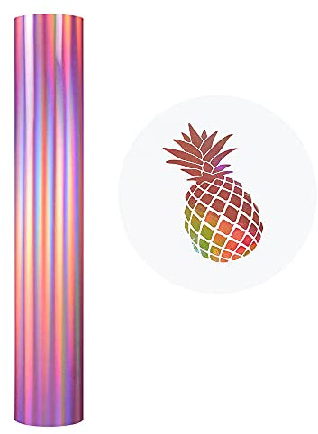 Holografische Selbstklebende Vinylfolie Plotter - 30x305cm Plotterfolie Selbstklebend Vinyl Rollen, Permanente Metallic Vinylfolie für Aufkleber, Cric, Scrapbooking (Holographisches Roségold)