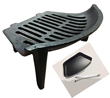 VD® Premium Victorian Bowed Front Cast Iron Fire Grate with 4 legs Elegant standing Fireside,complete with Ashpan & Operating Tool to suit fireplace opening size of 14 inches Open Fireplace Solid Fuel