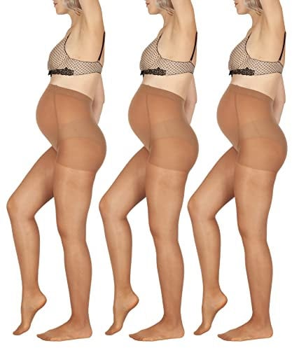 BANANALU Strumpfhose für Schwangere 40 Den Umstandsstrumpfhose Mama 40 Bronze 3er Set M