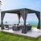 EROMMY Pergola 3x3 Wasserdicht mit Lamellendach, Terrassenüberdachung, Wetterfest Pavillon mit Festem Dach Aluminiumrahmen, Gartenpavillon mit Vorhang Moskitonetz, verstellbares Dach, für Garten.