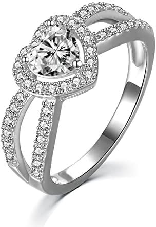 WSX 9/14/18K Gold Heart 0.5ct Moissanite Engagement Ring for Women Halo Wedding Rings for Her Promise Anniversary