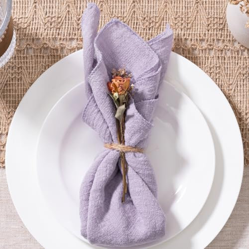 MLMW Lilafarbene Stoffservietten, Set mit 10 Sommerservietten, Leinen, waschbar, 41 x 41 cm, für Hochzeit, Party, Babyparty, Brautparty, Geburtstag, Tischdekorationen