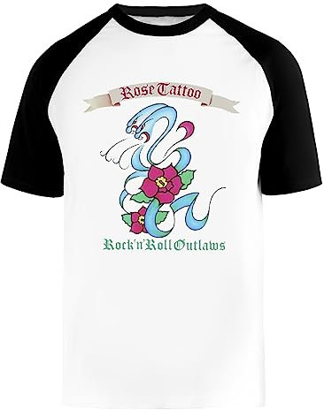 Rose Tattoo Baseball T-Shirt Herren Damen Unisex Weiß Rundhals Kurze Ärmel Bio-Baumwolle Tee Men's White