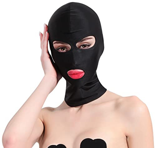 Unisex Full Cover Hood Mask Elastic Breathable Head Mask Sexy Balaclava Opened Mouth Show Eyes Face Cover Hood Headgear for Adult Couple Game Halloween Cosplay Costume Carnival Night Club Role Playing