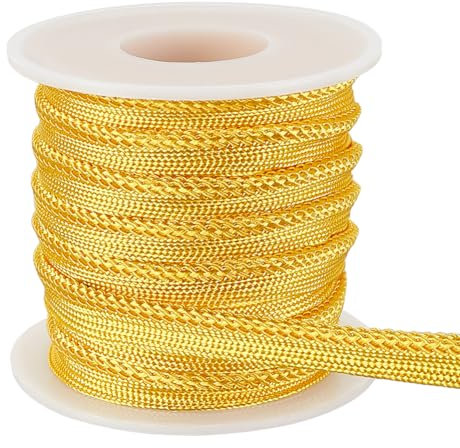 PH PandaHall 10 Yards Golden Twisted Lip Cord Trim 3/8 Zoll Breite Paspelierung Cord Edge Paspelband Polyester Paspel Schrägband Twisted Cord Trim Zum Nähen von Kleidung