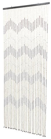 90x220cm 31 Linien Perlenvorhang Fadenvorhang Insektenschutz Holz mit Zackenmuster Fadenvorhang Rechteckig - Zimmertüren, Balkontür Terrassentür