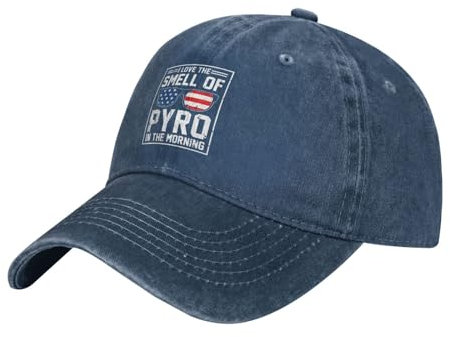Yaxinduobao Baseballkappe mit Aufschrift I Love The Smell of Pyro in The Morning, verstellbar, Vintage-Stil, Cowboyhut, Sonnenhut, marineblau, One size
