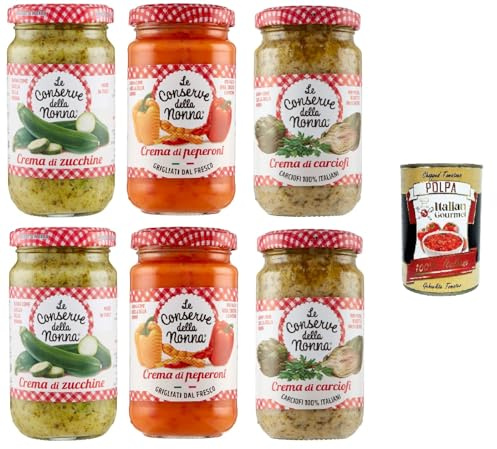 Italian Gourmet Le Italian Gourmet Testpaket Creme Paprika Zucchini | Assortimento vegetariano, streichzart und würzig, für Bruschetta, Gesamtnettogewicht 1,14 kg + Kostenlos Polpa 400g