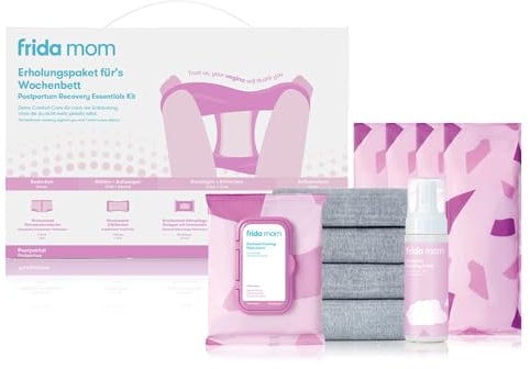Frida Mom Erholungspaket fürs Wochenbett | Intimpflege-Set mit Einmalunterwäsche, Kühlbinden, Einlagen & Pflegeschaum | Komfort & Linderung nach der Geburt | Inkl. Aufbewahrungsbox