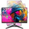 Pisichen Touchscreen Gaming Monitor 27 Zoll 4K UHD (3840x2160) IPS Computer Monitor, 60 Hz, Ultradünne Lünette, 400 cd/㎡, HDMI x2, DisplayPort x2, VESA Kompatibel