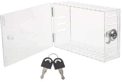 jojofuny Clear Acrylic Thermostat Lock Box with Keyed Lock Wall-Mounted Thermostat Guard Cover Iron Frame Protective Case Transparent Security Enclosure for Central Heating Controls