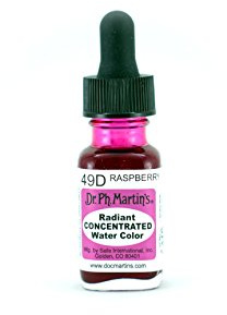 Dr. Ph. Martin's Radiant Concentrated Water Color (49D) Watercolor Bottle, 0.5 oz, Raspberry, 1 Bottle