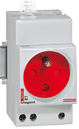 Prise de courant modulaire 10A à 16A 250V~ - 2P+T àéclips et à détrompage - 2,5 modules