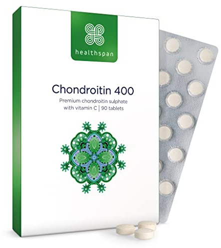 Healthspan Chondroitin (90 Tablets) | High Strength 90% Grade Chondroitin Sulphate | with Added Vitamin C to Support Healthy Bones and Joints | Gelatin Free