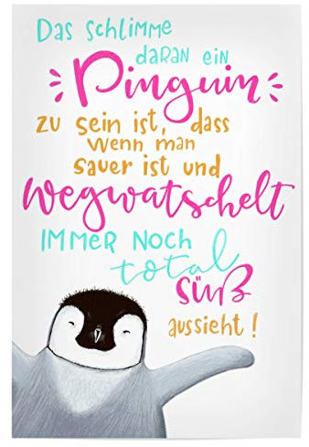 artboxONE Poster 120x80 cm Typografie Pinguine hochwertiger Design Kunstdruck - Bild Pinguin Pinguin Tiere