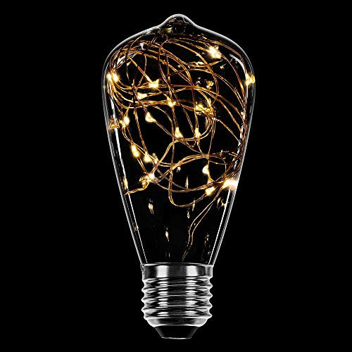 NCC-Licht LED Deko Leuchtmittel Kupferkabel Edison ST64 1,6W = 10W E27 klar extra warmweiß 2200K