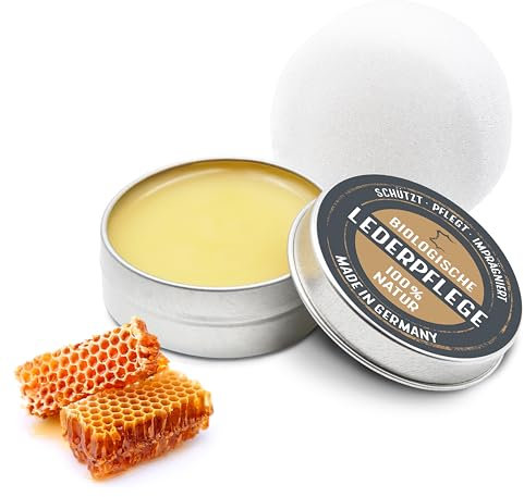 Thielemann Biologische Lederpflege mit Bienenwachs & Ölen, erdölfrei farblos, 50g, frischt Farben auf, poliert Kratzer Weg, imprägniert & pflegt