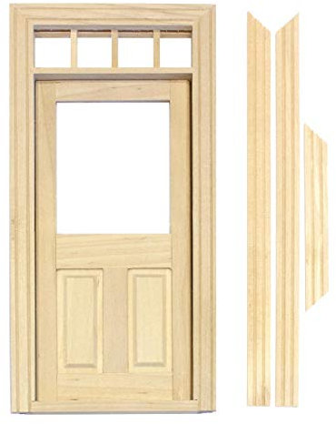 MyTinyWorld Dolls House Decorative Wood Door With Glaze Pane And 4 Open Panes