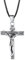 U7 Edelstahl Kreuz Halskette INRI Kruzifix Jesus Christus Anhänger mit 55cm Kunstleder Kette Katholischen Christian Modeschmuck für Damen Herren, Silber-Ton