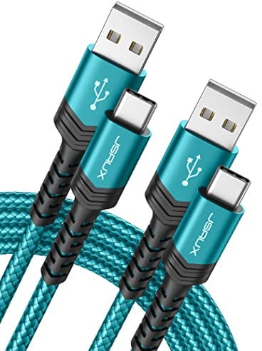JSAUX USB C Cable (2 m 2-Pack) 3.1A Fast Charging, Type C Fast Charger Cable Compatible with iPhone 16e 16 15 Pro Max Plus, Samsung Galaxy S25 S24 S23 S22, A14 A15 A25 A35 A53 A55, CarPlay -Green