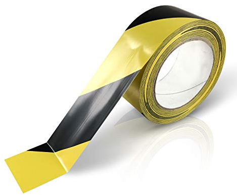 Betriebsausstattung24 Bodenmarkierungsband - 5,0 cm x 33,0 m - Gelb/schwarz - Warnklebeband - Boden- & Wandtape - Selbstklebend - Leicht zu entfernen