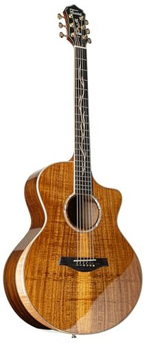 Fame Koa Deluxe Westerngitarre, Akustik-Gitarre mit Tonabnehmer, elektroakustische Gitarre, Grand Auditorium mit Cutaway und Natural Koa Decke