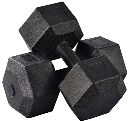 costoffs 2 x 7.5kg Dumbbells Set Hexagon Dumbbells Hand Weight Set for Strength Lifting Training Home Gym Equipment Cardio Exercise Workout Black